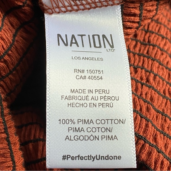 Nation LTD Alexandra Smocked Long Sleeve - Red Clay - Small, NWT - Picture 11 of 12